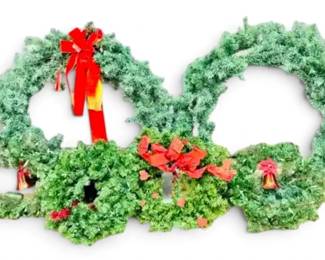 Six Christmas Wreaths, Multiple Sizes, Done w Lights, Bells Bows