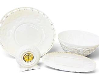 Lenox Ivory GoldRimmed Porcelain Serving Bowls, Butter Dish, Clock