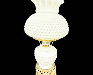 Hobnail Milk Glass Electrified Oil Lamp