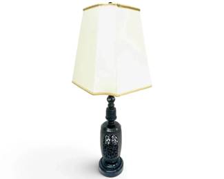 Metal Cutout Table Lamp w Ivory Shade