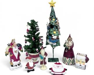 Holiday Decor With Painted Metal Christmas Tree, House Of Hatten Santa Figurine More
