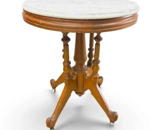 Antique EastlakeStyle Round Marble Top Parlor Table