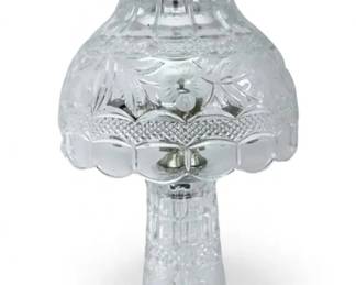 Floral Etched Crystal Glass Table Lamp