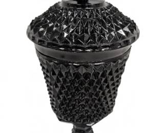 Black Glass Diamond Pattern Apothecary Jar