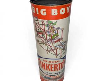 Vintage TinkerToys Building Blocks Container