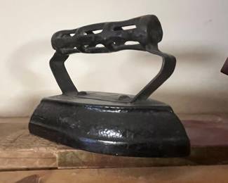Antique Cast Iron Sad Iron with Openwork Handle