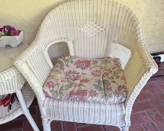 White Wicker Three-Piece Patio Set