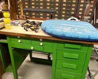 Vintage Industrial Steel Machinist Desk