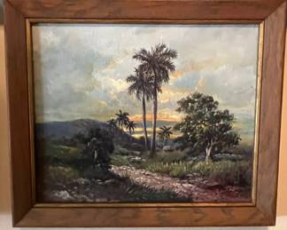 Cuban Landscape Oil Painting by Sanchez