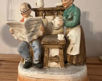 Vintage Sankyo Japan Elderly Couple Musical Figurine