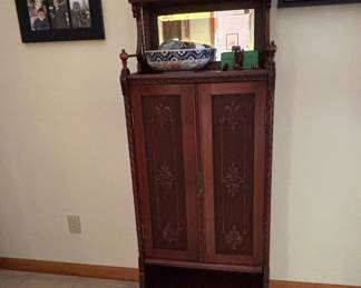 Victorian Walnut Pier Cabinet with Mirror Back