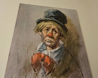Vintage Barry Leighton-Jones 'Sad Clown' Print on Canvas