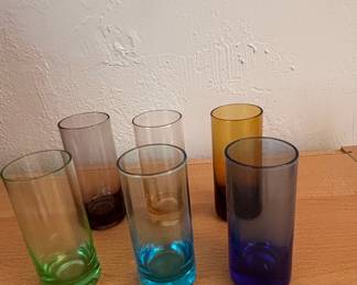 Mid-Century Modern Rainbow Glass Tumbler Set