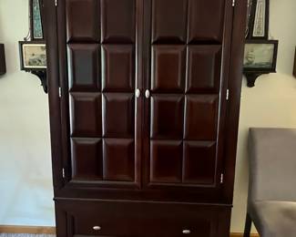 Contemporary Media Armoire with Waffle-Panel Doors