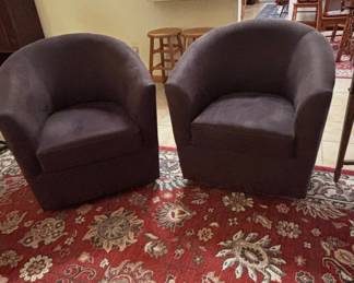 Modern Upholstered Swivel Barrel Accent Chairs