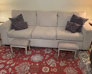 Contemporary Three-Cushion Sofa with Matching Ottomans