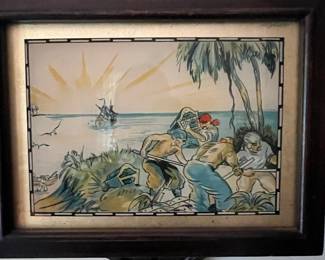 E. Ingraham Company 'Treasure Island' Banjo Clock