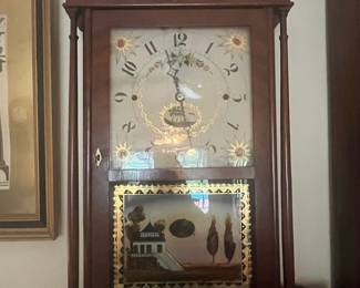 American Mahogany Pillar and Scroll Shelf Clock