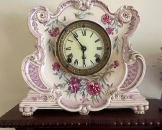 Ansonia Royal Bonn 'La Somme' Porcelain Mantel Clock