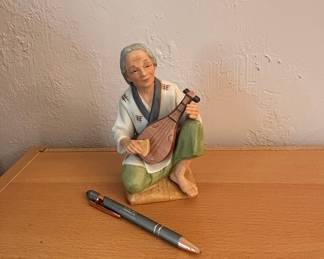 Vintage Homco Porcelain Figurine, Musician Playing Biwa