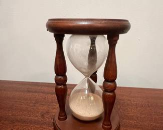Vintage Turned Wood Hourglass