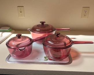 Corning Visions Cranberry Glass Cookware Set