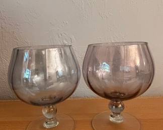 Vintage Smoked Glass Brandy Snifters