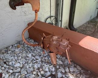 Hand-Crafted Copper Flamingo Garden Sculpture