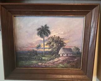 Cuban Landscape Oil Painting with Bohio