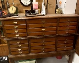 Vintage Oak Multi-Drawer Industrial Cabinet
