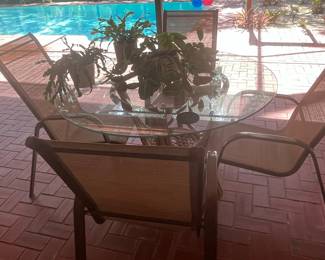 Patio Dining Set with Glass-Top Table and Four Chairs