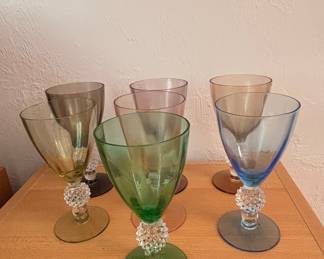 Set of 6 Vintage Morgantown 'Golf Ball' Stemmed Wine Goblets