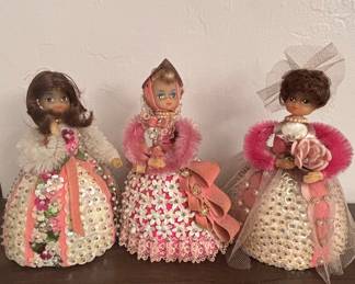 Vintage Mid-Century Sequin and Pearl Boudoir Dolls