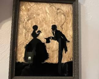 Victorian-Style Reverse Painted Silhouette