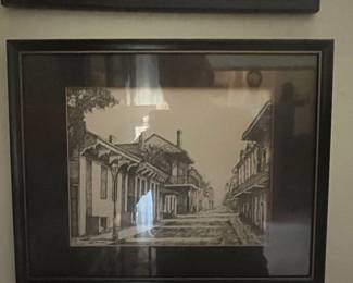 Vintage New Orleans French Quarter Ink Sketch Print