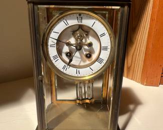 French Crystal Regulator Mantel Clock, Retailed in New York