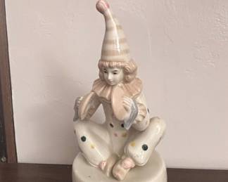 Vintage Porcelain Pierrot Clown Music Box