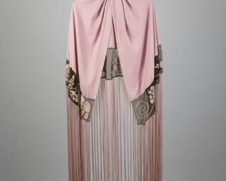 Vintage Embroidered Silk Piano Shawl
