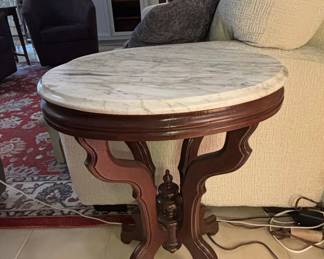 Victorian Style Marble Top Pedestal Table