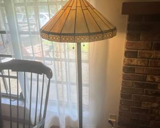 Mission Style Slag Glass Floor Lamp