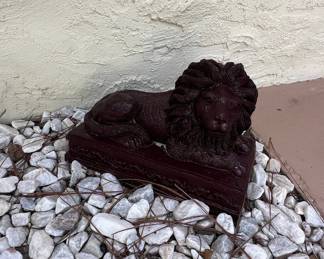 Cast Iron Reclining Lion Garden Statue