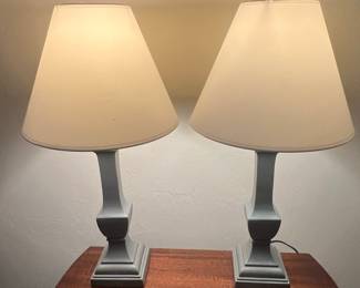 Pair of Transitional Pedestal Table Lamps
