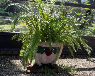 Vintage Cast Concrete Footed Planter with Grape Motif