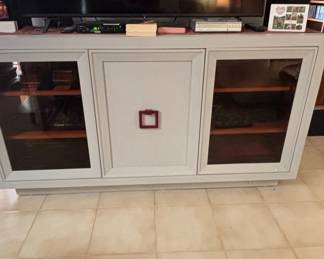 Modern Media Console with Glass Doors