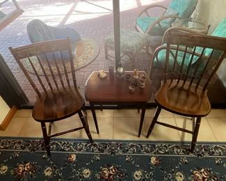 Vintage Hitchcock-Style Stenciled Windsor Chairs and Occasional Table