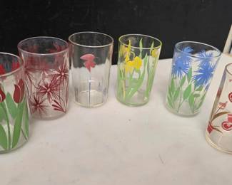 Vintage Kraft Swanky Swig Mid-Century Floral Juice Glasses