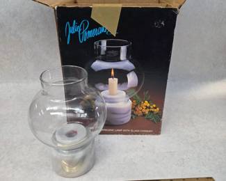 Vintage Julie Pomerantz Marble Candle Holder & Hurricane Lamp