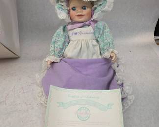 Vintage "Grandma's Little Girl" Porcelain Doll from Holly Hunt's Bonnet Babies Collection