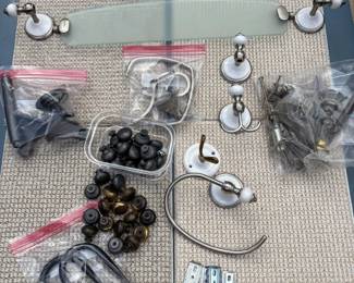 Misc Bath Hardware + Knobs + Vintage Door Hardware Lot - Estate Sales Warehouse (GR)