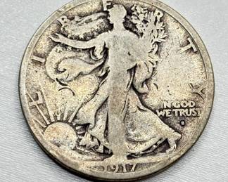1917 S - Walking Liberty Silver Half Dollar - S on Obverse